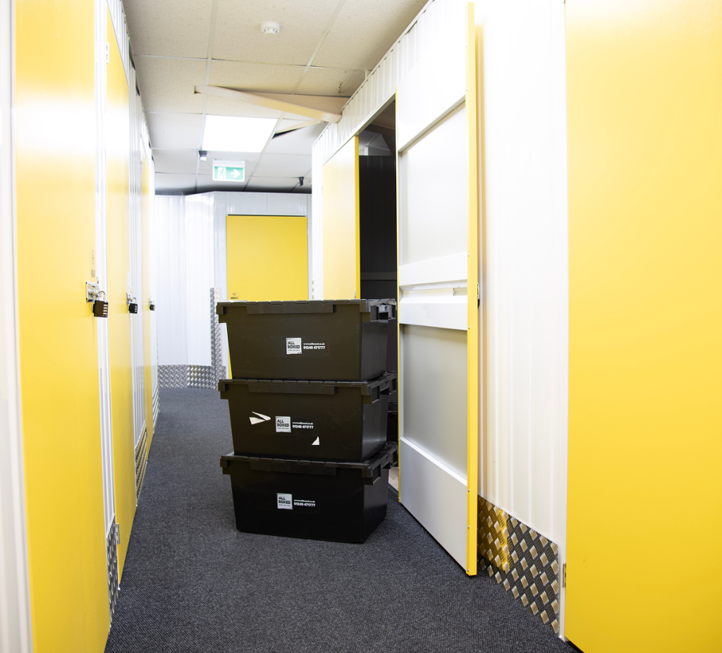 Storage boxes stacked up